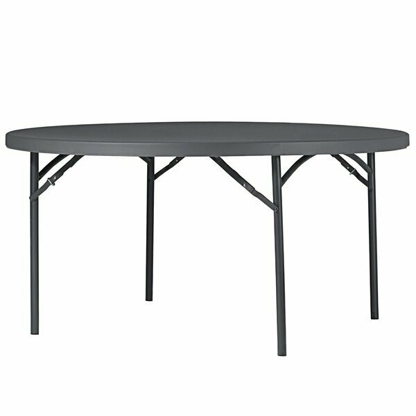 Zown 60535SGY1E 60'' Gray Commercial Blow Molded Round Resin Folding Table 31260535SGY1